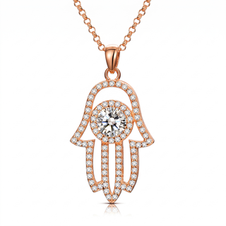 שרשרת Hamsa Rose | שרשרת מואסנייט | יהלום מואסנייט | Tommy Berry