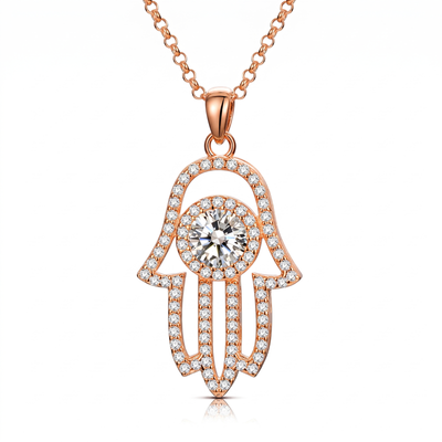 שרשרת Hamsa Rose | שרשרת מואסנייט | יהלום מואסנייט | Tommy Berry