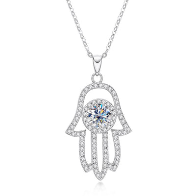 שרשרת Hamsa Silver | שרשרת מואסנייט | יהלום מואסנייט | Tommy Berry