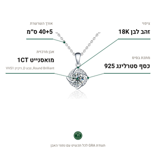 שרשרת Palermo, מואסנייט 1CT, כסף סטרלינג 925, ציפוי זהב לבן 18K