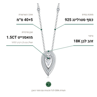 שרשרת Ancona, מואסנייט 1.5CT, כסף סטרלינג 925, ציפוי זהב לבן 18K