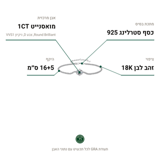 צמיד Soléa, מואסנייט 1CT, כסף סטרלינג 925, ציפוי זהב לבן 18K